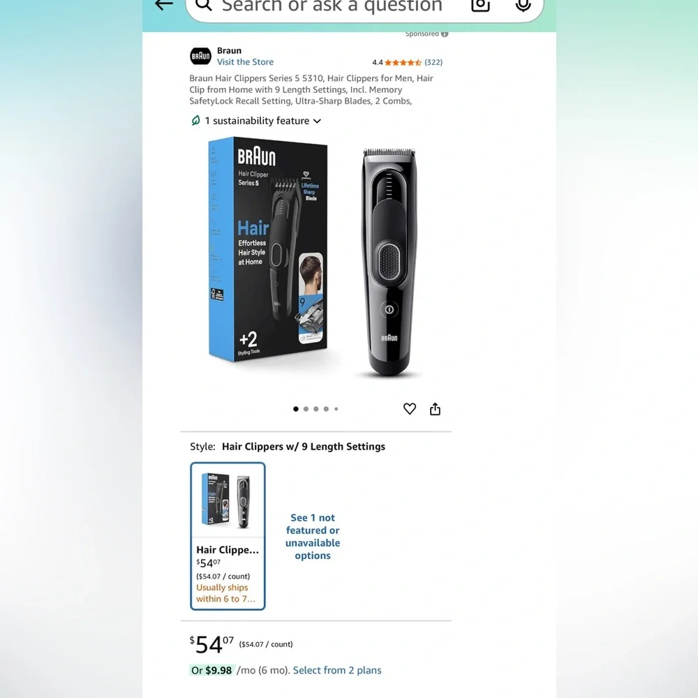 NIB Braun Hair Clippers Series 5 5310, Hair Clippers for Men